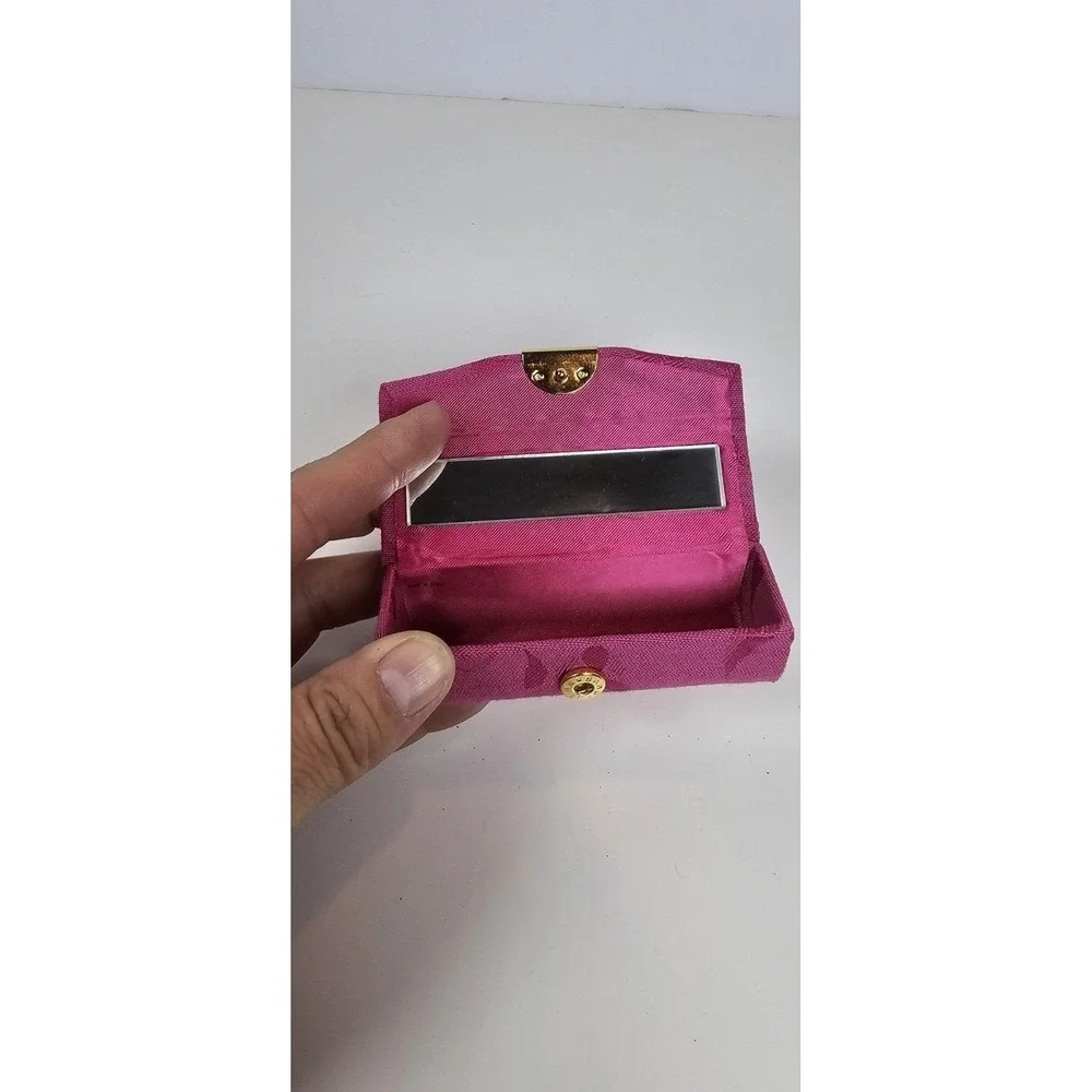 Vintage Mary Kay Lipstick Pouch Case Holder W/ Mirror Pink Snap